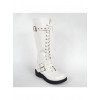 White 1.2" Heel High Special Patent Leather Round Toe Cross Straps Platform Girls Lolita Boots