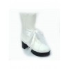 White 3.0" Heel High Cute PU Round Toe Bow Platform Lolita Short Boots