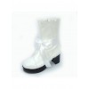 White 3.0" Heel High Cute PU Round Toe Bow Platform Lolita Short Boots