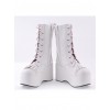 White 3.5" High Heel Cute Patent Leather Round Toe Mid-calf GirlsLolita Boots