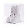 White 3.5" High Heel Cute Patent Leather Round Toe Mid-calf GirlsLolita Boots