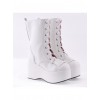 White 3.5" High Heel Cute Patent Leather Round Toe Mid-calf GirlsLolita Boots