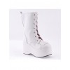 White 3.5" High Heel Cute Patent Leather Round Toe Mid-calf GirlsLolita Boots