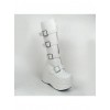 White 3.9" Heel High Charming Synthetic Leather Round Toe Stud Buckles Platform Girls Lolita Boots