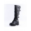 Black PU Straps Buckles Punk Rock Women's Gothic Lolita High Heel Boots