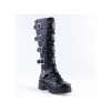 Black PU Straps Buckles Punk Rock Women's Gothic Lolita High Heel Boots