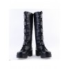 Black PU Straps Buckles Punk Rock Women's Gothic Lolita High Heel Boots