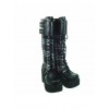 Black-White 3.5" Heel High Cute Patent Leather Round Toe Cross Straps Platform Girls Lolita Boots