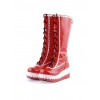 Red and White 2.8" Stylish PU Round Toe Sweet Girls Lolita Boots