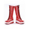 Red and White 2.8" Stylish PU Round Toe Sweet Girls Lolita Boots