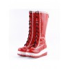 Red and White 2.8" Stylish PU Round Toe Sweet Girls Lolita Boots