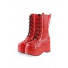 Red and White 2.8" Stylish PU Round Toe Sweet Girls Lolita Boots