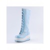 Sky Blue 2.8" High Heel Cute PU Round Toe Sweet Girls Lolita Boots