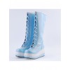 Sky Blue 2.8" High Heel Cute PU Round Toe Sweet Girls Lolita Boots