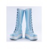 Sky Blue 2.8" High Heel Cute PU Round Toe Sweet Girls Lolita Boots