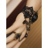 Black Lace And Rose Retro Lolita Bracelet And Ring