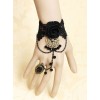 Fashion Black Vintage Rose Flower Crystal Lolita Wrist Strap And Ring