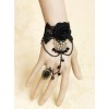 Fashion Black Vintage Rose Flower Crystal Lolita Wrist Strap And Ring