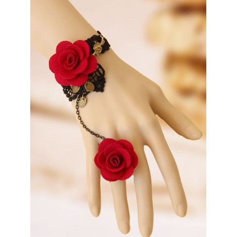 Gorgeous Lace Floral Lady Lolita Bracelet And Ring Set