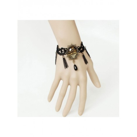 Gothic Black Lace Tassel Lady Lolita Bracelet And Ring Set