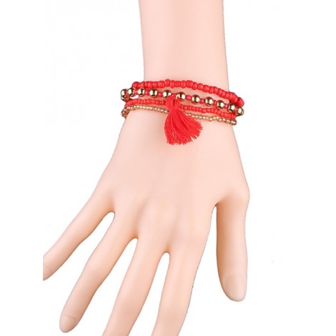 Red Concise Tassel Girls Lolita Wrist Strap