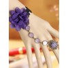 Retro Black Lace Purple Flower Lolita Bracelet And Ring Set