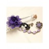 Retro Black Lace Purple Flower Lolita Bracelet And Ring Set