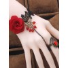 Retro Rose Lace Fashion Lady Lolita Wrist Strap And Ring Suit