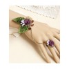 Retro Purple Flower Decorate Bracelet And Ring Set