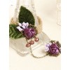 Retro Purple Flower Decorate Bracelet And Ring Set