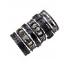 Special Black Leather Fashion Men' Wrist Strap Six Piece Set