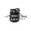 Special Black Leather Fashion Men' Wrist Strap Six Piece Set