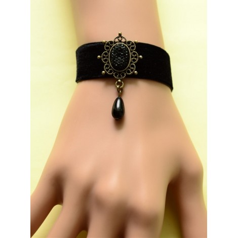 Special Leather Fashion Elegant Black Pearl Lady Lolita Wrist Strap