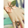 Tree Leaf Pink Bowknot Lolita Wrist Strap And Ring Set