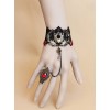 Vintage Black Lace Alloy Heart Shape Lolita Bracelet And Ring