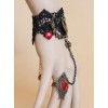 Vintage Black Lace Alloy Heart Shape Lolita Bracelet And Ring