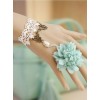 White Lace And Light Green Flower Lolita Wrist Strap And Ring