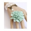 White Lace And Light Green Flower Lolita Wrist Strap And Ring