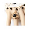 White Lace Black Bead Pendant Lolita Wrist Strap And Ring Set