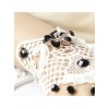 White Lace Black Bead Pendant Lolita Wrist Strap And Ring Set