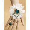 White Lace Chiffon Flowers Lolita Wrist Straps And Ring Set