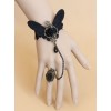 Black Lace Butterfly Gothic Lolita Wrist Strap And Ring