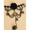 Handmade Rococo Retro Black Bowknot Lolita Bracelet And Ring Set