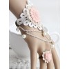 Pink Resin Flower White Lace Lolita Bracelet And Ring Set