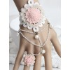 Pink Resin Flower White Lace Lolita Bracelet And Ring Set