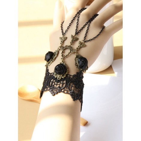 Punk Black Lace Retro Girls Lolita Wrist Strap