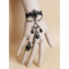 Sweet Black Lace Heart Pendant Girls Lolita Wrist Strap And Ring