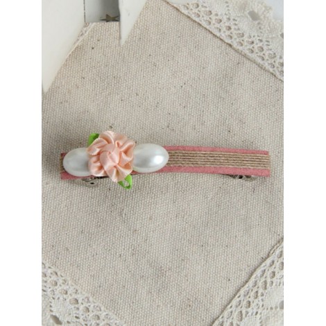 Cute White Pearls Pink Flower Girls Lolita Hairpin