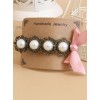 Elegant Pink Bowknot Classical Pearl Girls Lolita Hairpin