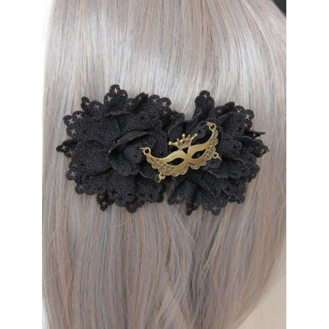 Gothic Black Lace Flower Handmade Lolita Hairpin